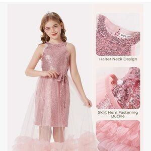 Grace Karin Pink Sequin Dress with Tulle Skirt